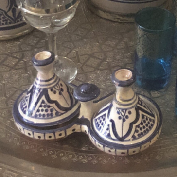 Moorish Fez Mini Dual Tagine in Blue & White