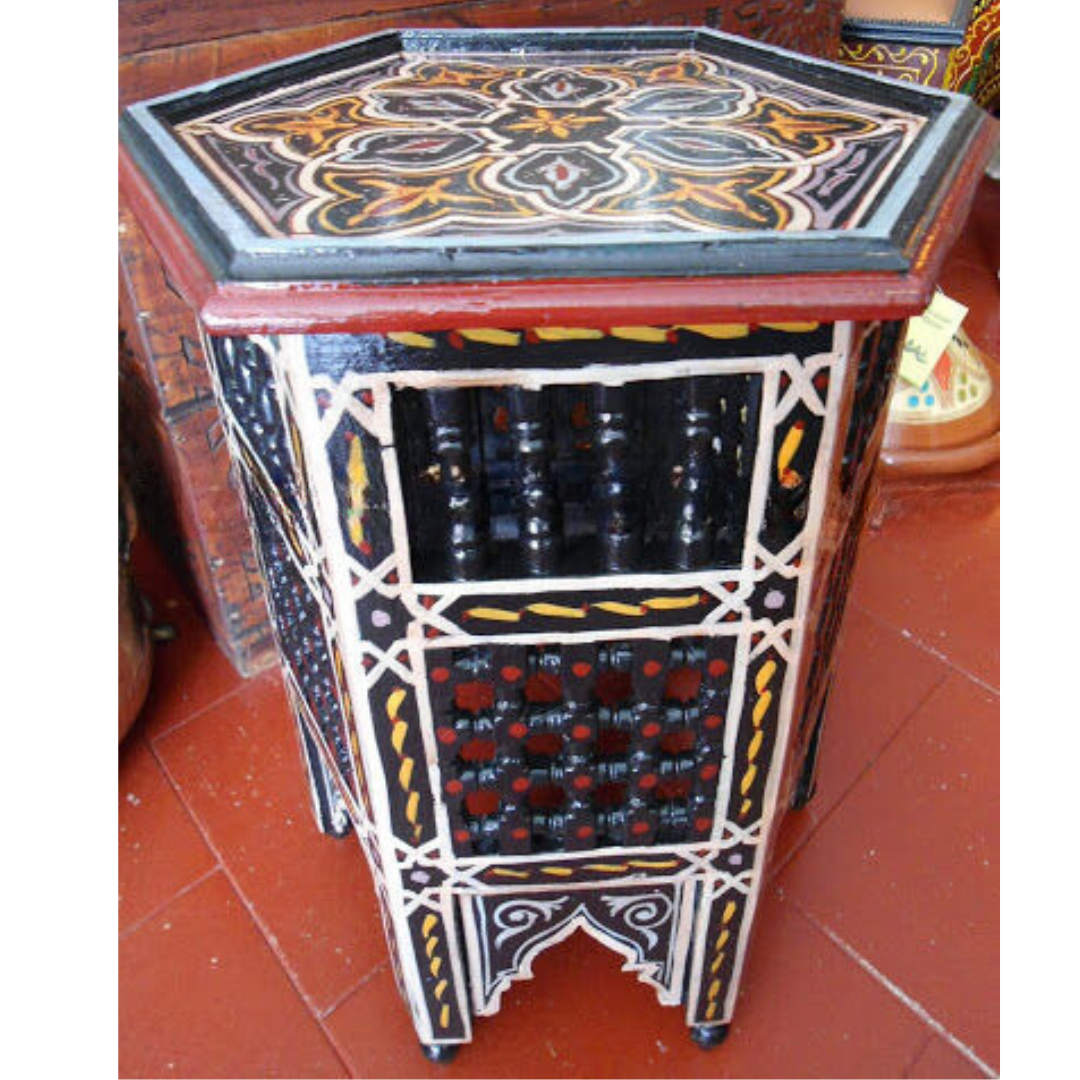 Handpainted Moroccan Octagonal Side Table