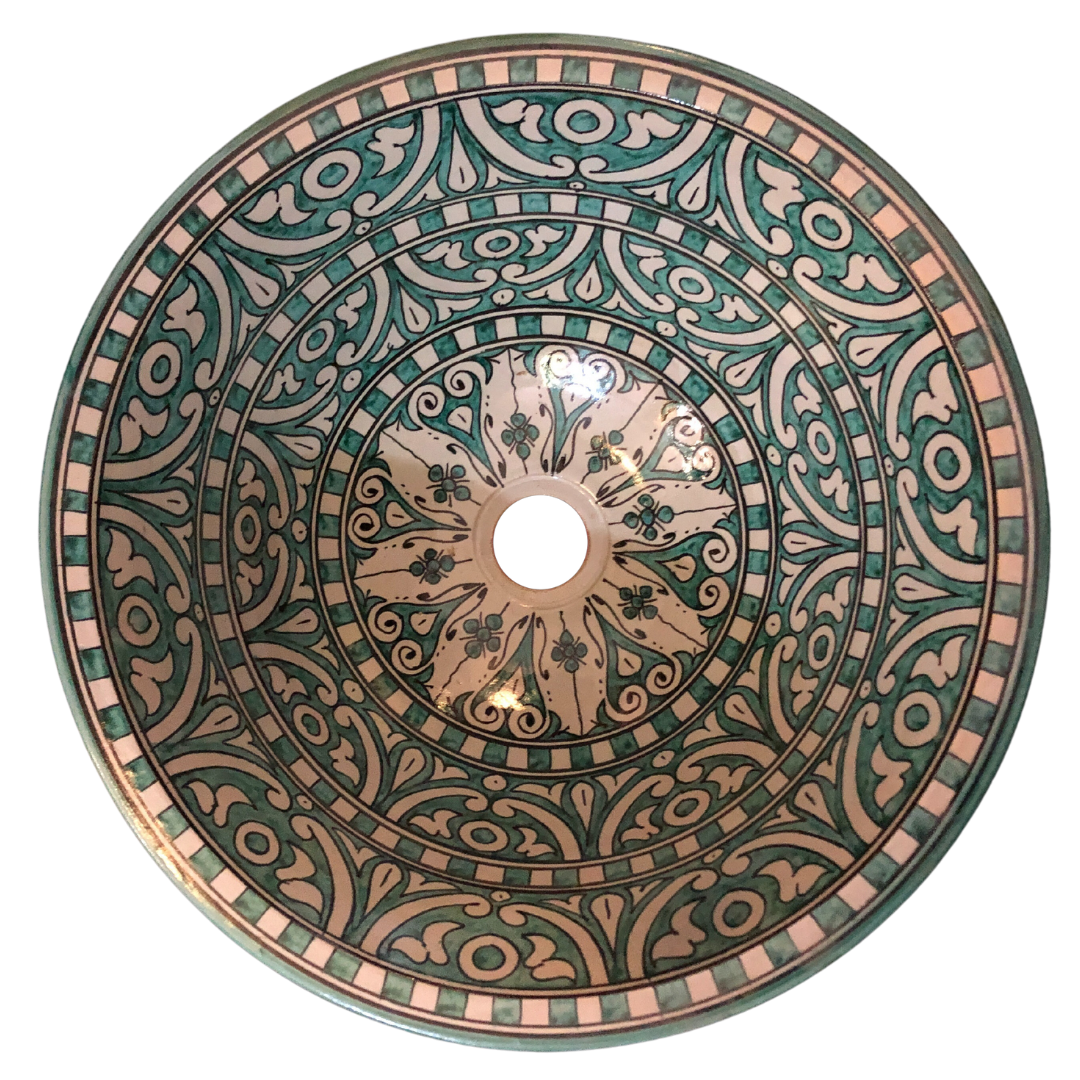 Safi Ceramic Basin in Seagreen