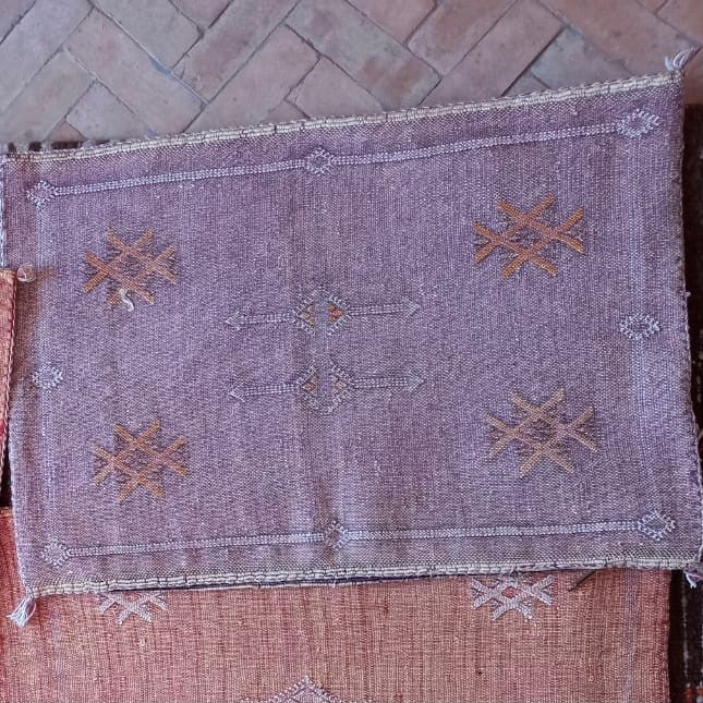 Genuine Moroccan Cactus Silk Pillow in Aubergine