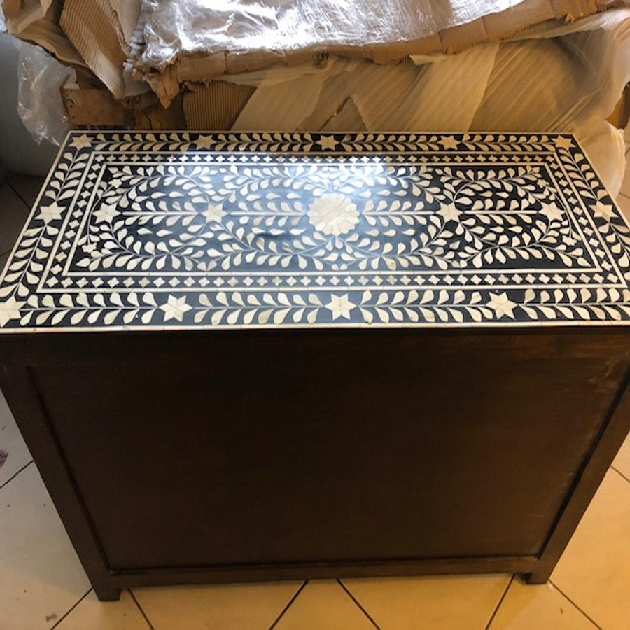 Bone Inlay Buffet with 4 Doors in Black