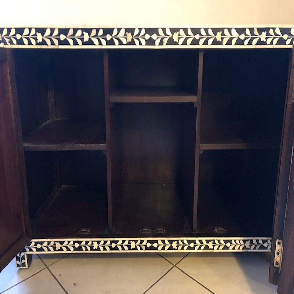 Bone Inlay Buffet with 4 Doors in Black