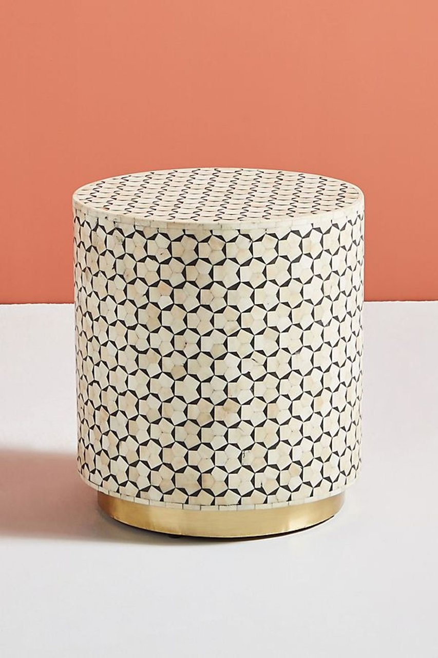 Tri Bone Inlay Side Table