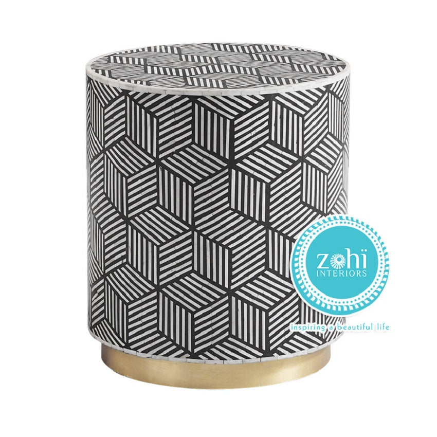 Illusion Bone Inlay Side Table