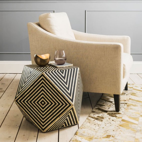Geo Bone Inlay Side Table