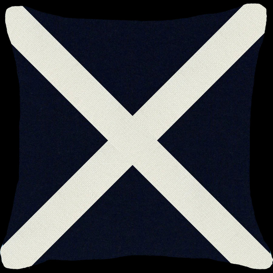 Outdoor Nautical Victor Lounge Cushion 55 x 55cm in Navy & White