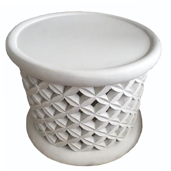 Bamileke Table with Flower Design in White - Overstock