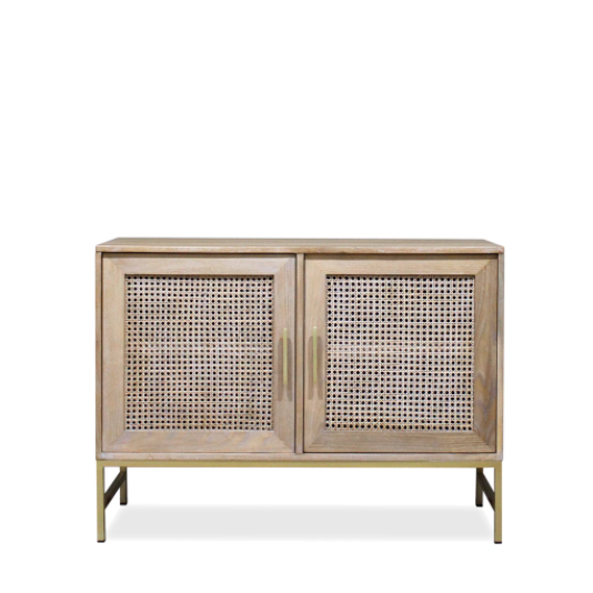 Aranga Timber & Rattan Two Shelf Cabinet