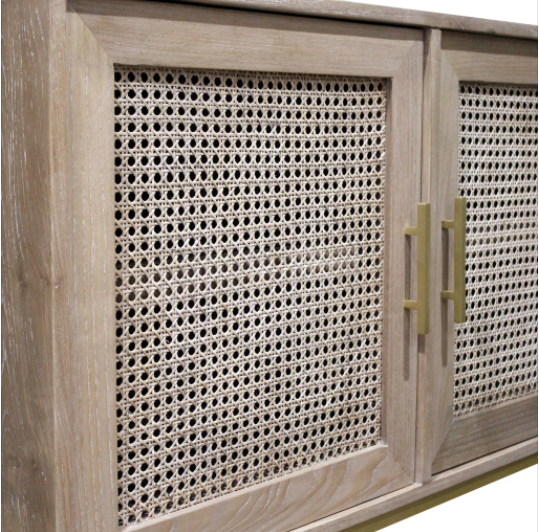 Aranga Timber & Rattan Two Shelf Cabinet