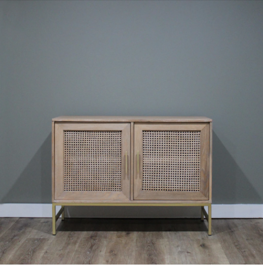 Aranga Timber & Rattan Two Shelf Cabinet