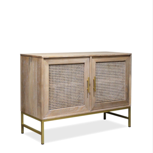 Aranga Timber & Rattan Two Shelf Cabinet
