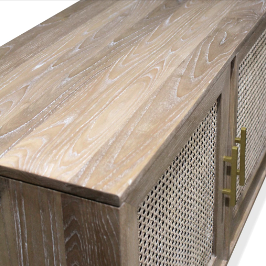 Aranga Timber & Rattan Two Shelf Cabinet