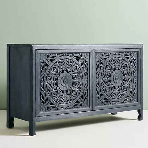 Hand Carved Timber Cut-Out Buffet in Midnight