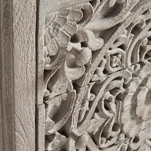 Hand Carved Timber Cut-Out Bedside Table in Natural