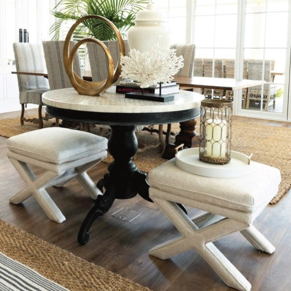Embossed White Metal Dining Table