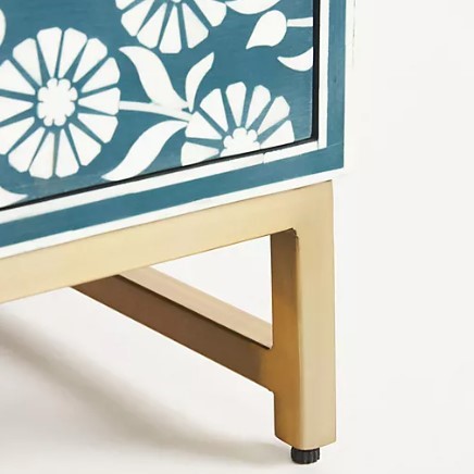 Bone Inlay 3 Drawer Bedside Chest in Slate