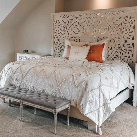 Genuine Moroccan Cactus Silk Pillow in Ivory II