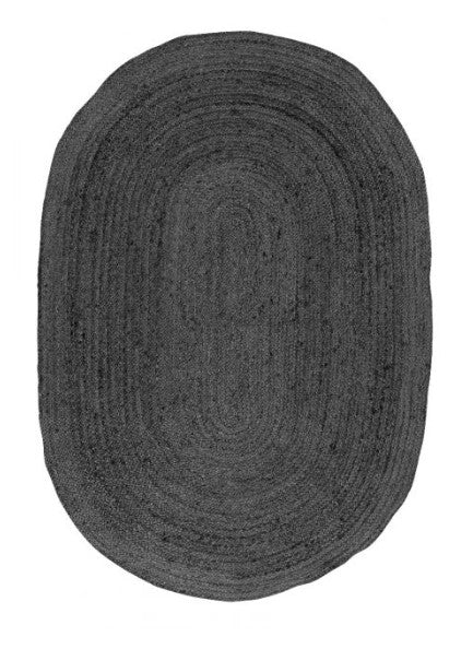 Phoenix Oval Jute Rug in Black