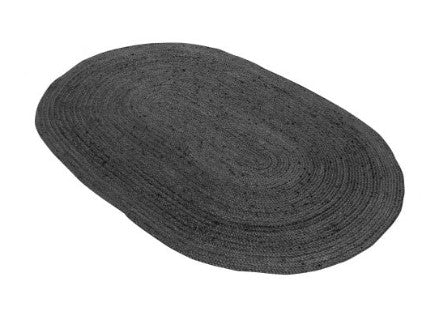Phoenix Oval Jute Rug in Black