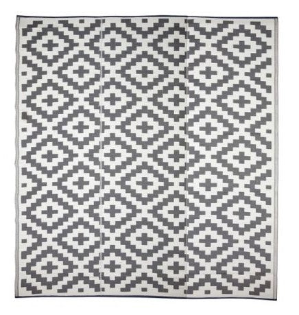 Aztec Foldable Plastic Rug in Grey