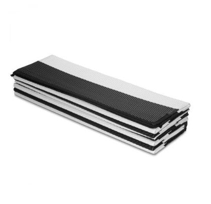 Hamptons Stripe Foldable Plastic Rug in Black