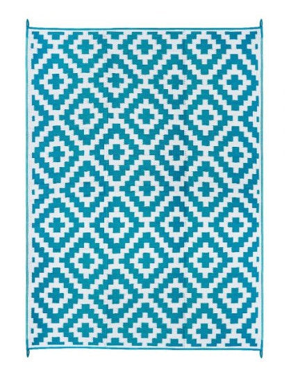Aztec Foldable Plastic Rug in Teal