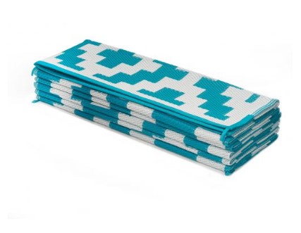 Aztec Foldable Plastic Rug in Teal
