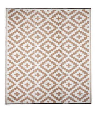 Aztec Foldable Plastic Rug in Beige