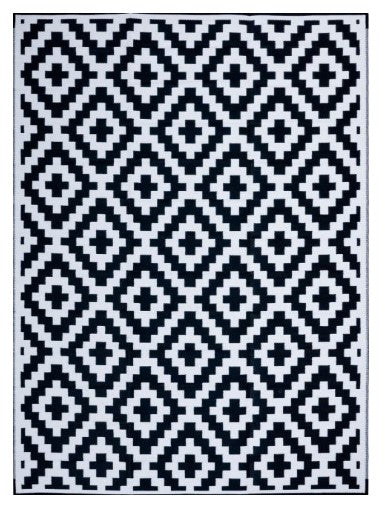 Aztec Foldable Plastic Rug in Black