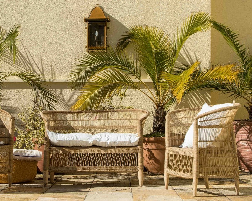Genuine Malawi Love Seat 2 Seater in Natural with Seat Cushion - Clearance