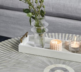Makayla Bone Inlay Coffee Table in Grey