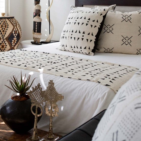 Coastal Linen Print Mudcloth Cushion