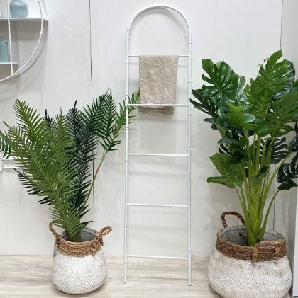 Bamboo Coated Metal Ladder in White