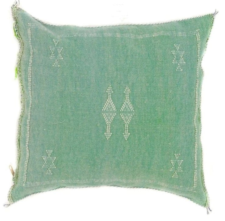 Genuine Moroccan Cactus Silk Lumbar Pillow in Teal