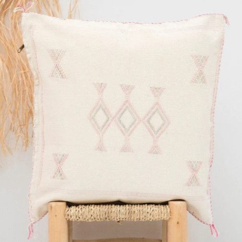 Genuine Moroccan Cactus Silk Cushion in Cream