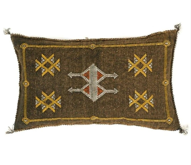 Genuine Moroccan Cactus Silk Pillow in Denim
