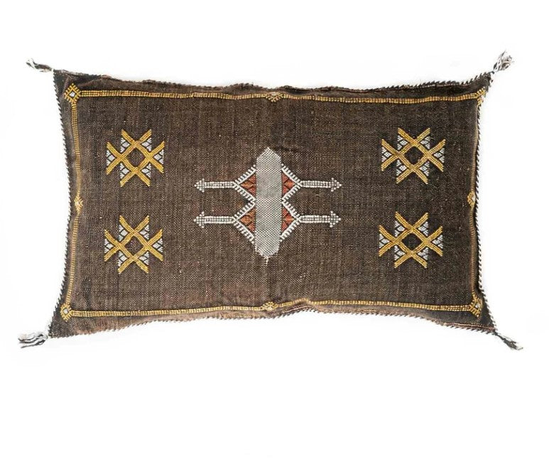 Genuine Moroccan Cactus Silk Pillow in Denim