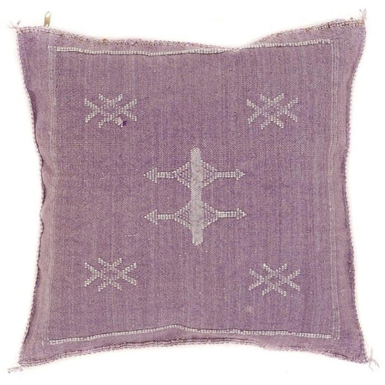 Genuine Moroccan Cactus Silk Cushion in Plum