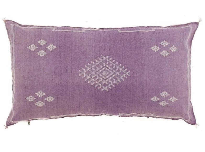 Genuine Moroccan Cactus Silk Pillow in Aubergine