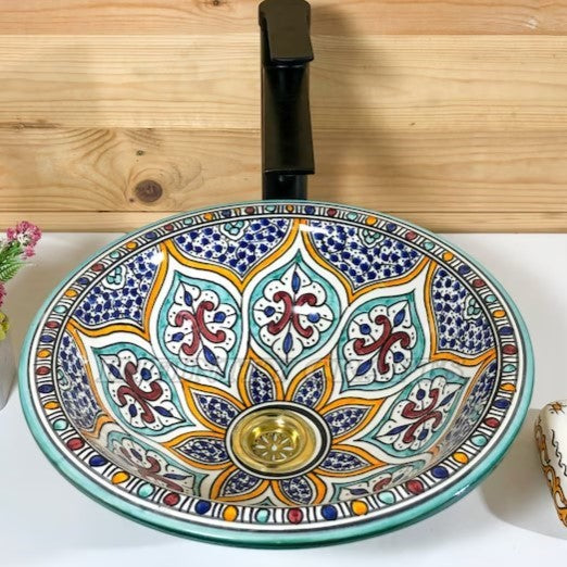 Safi Ceramic Basin in Teal Scheme