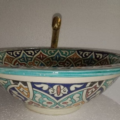 Safi Ceramic Basin in Teal Scheme