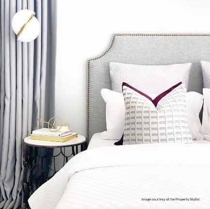Serena Bedhead in Cool Grey Linen