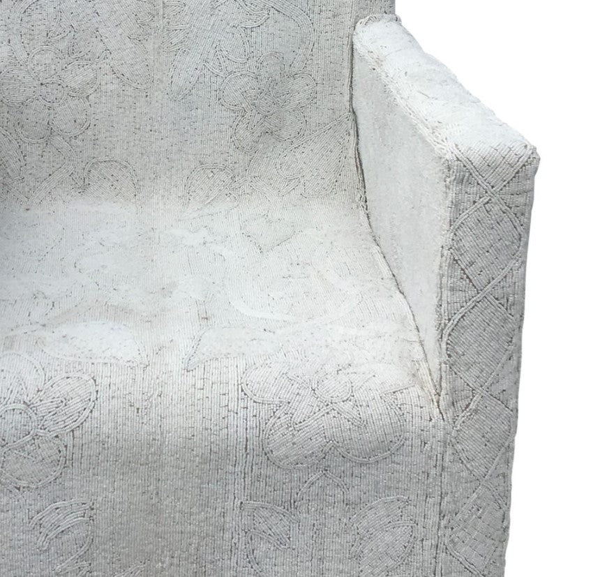 Nigerian Beaded Chair in White