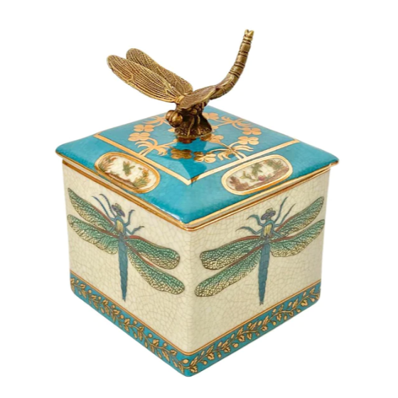 Porcelain Dragonfly Trinket Box