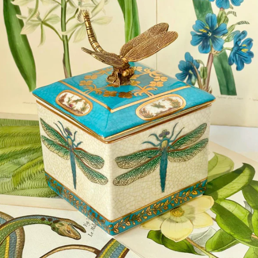 Porcelain Dragonfly Trinket Box