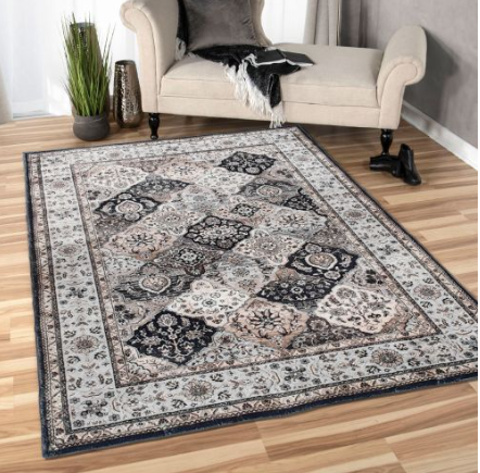 Noir Machine Washable Rug in Grey