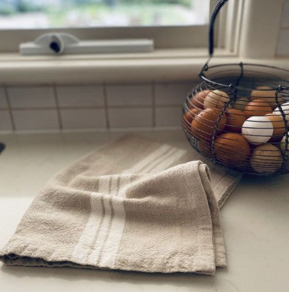 Ecru Linen/Cotton Blend Tea Towel - Set of 2