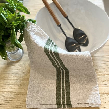 Olive Linen/Cotton Blend Tea Towel - Set of 2