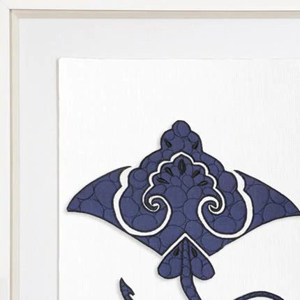 Sea Manta Ray Artwork in Navy