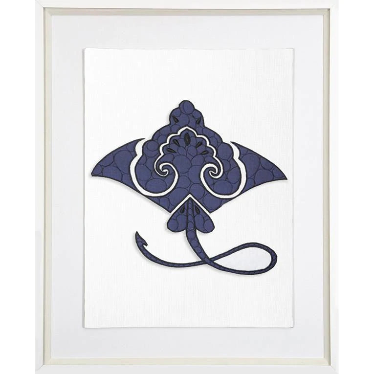 Sea Manta Ray Artwork in Navy